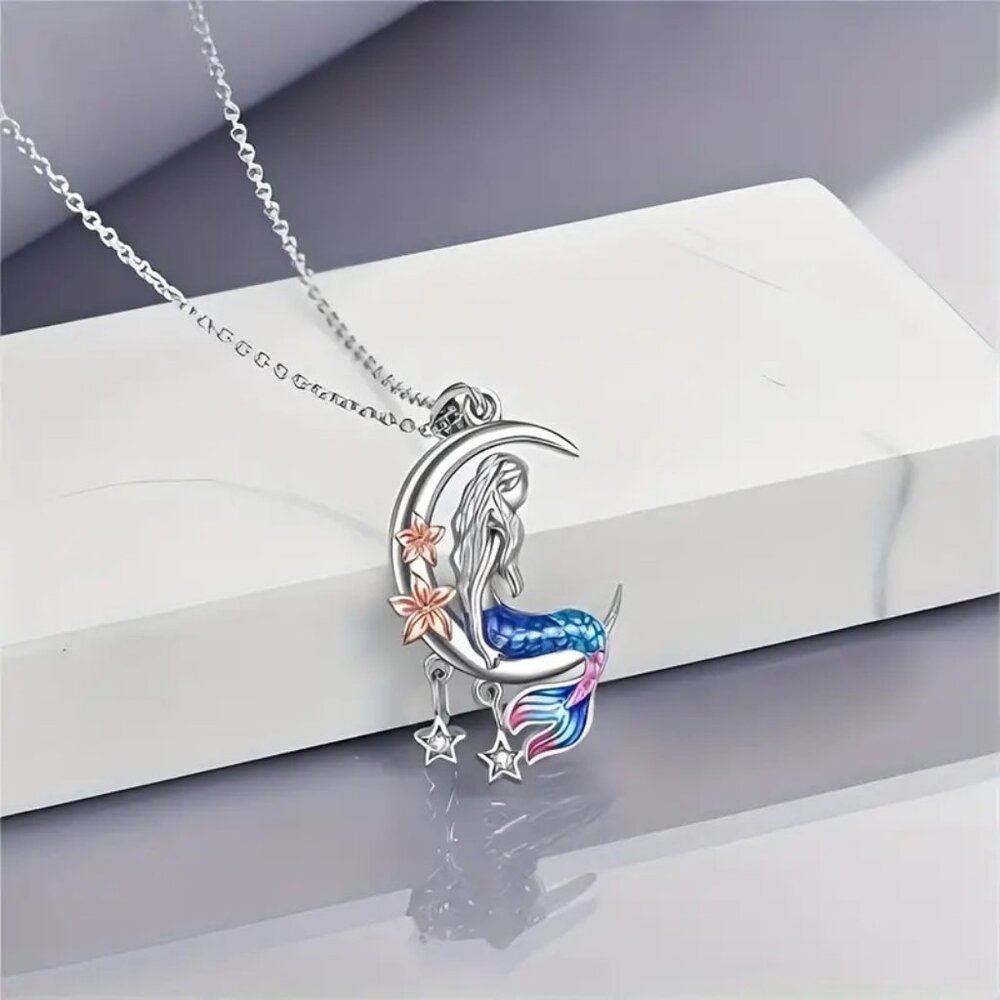 silver mermaid necklace